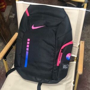 Nike Black Backpack with Pink and Blue Accents